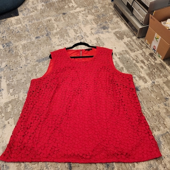 Lane Bryant Heart Lace Crochet Sleeveless Red Top Women's Plus Size 22 - Picture 10 of 14